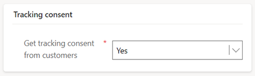 Screenshot, der zeigt, dass „Nachverfolgungseinwilligung abrufen“ auf „Ja“ gesetzt ist.