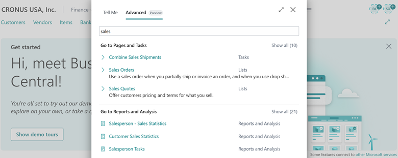 Erweiterte Suche in TellMe