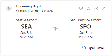 Insight card for upcoming flight flight