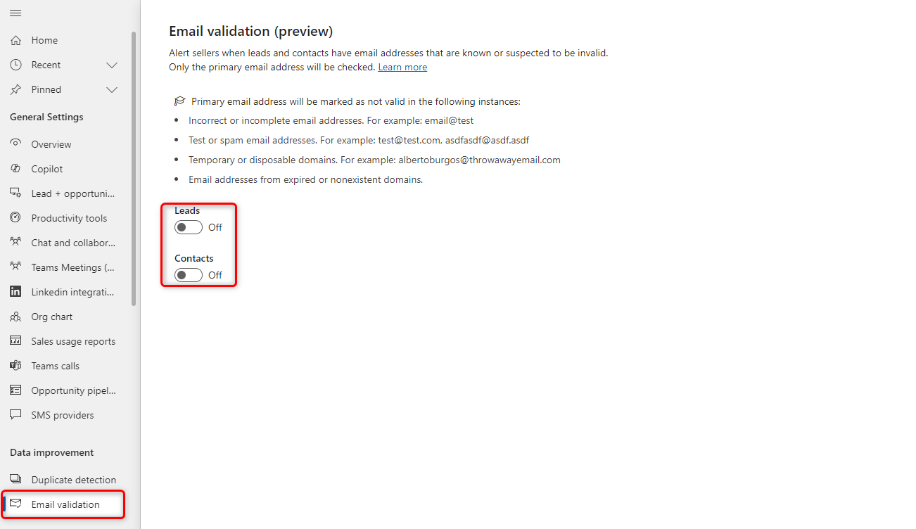 Screenshot der Seite „E-Mail-Überprüfung“.
