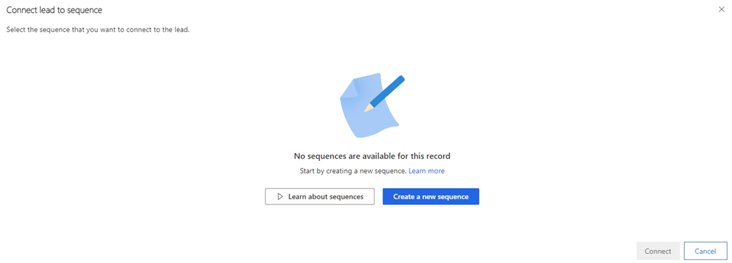 Screenshot des Dialogfelds „Lead mit einer Sequenz verbinden“.