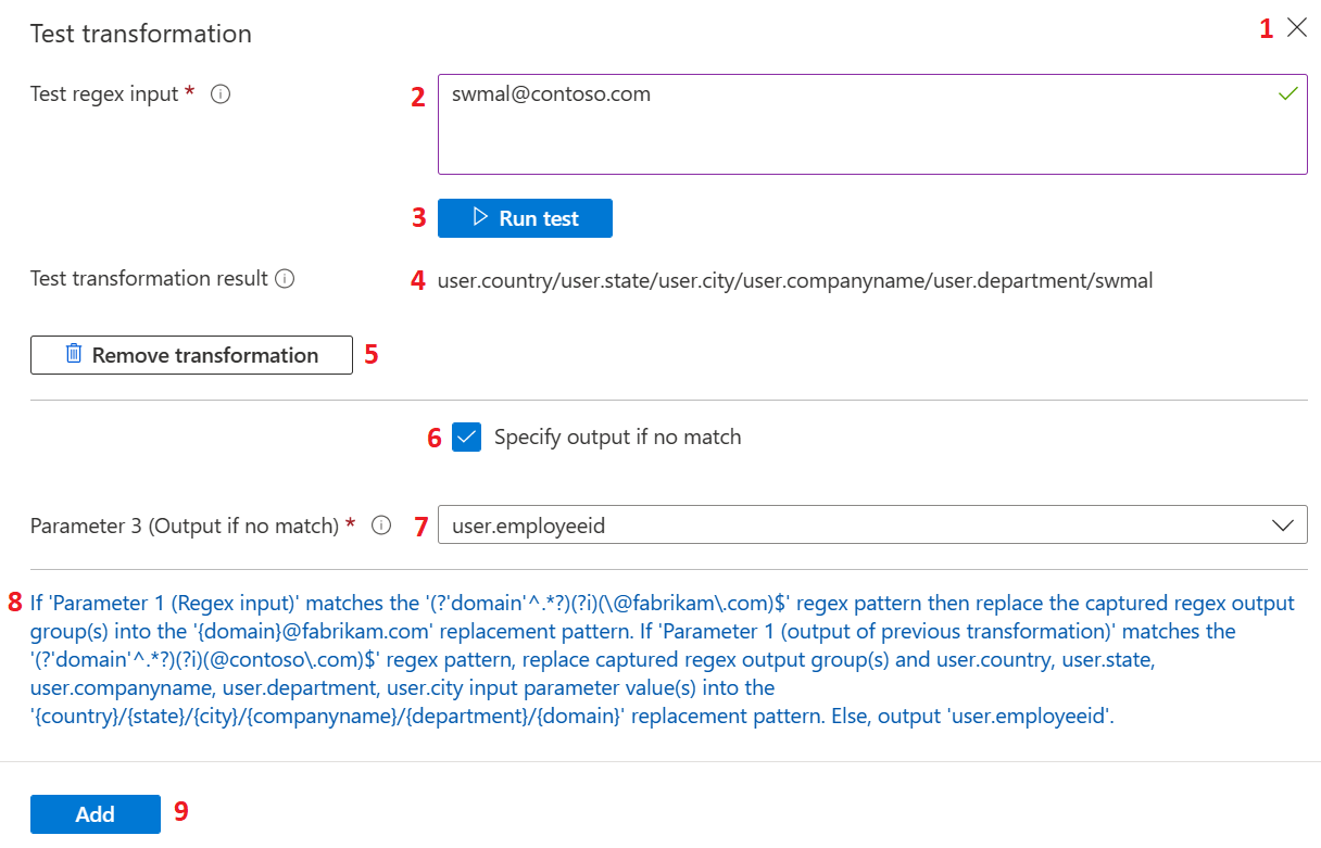 Screenshot des Testens der Transformation.