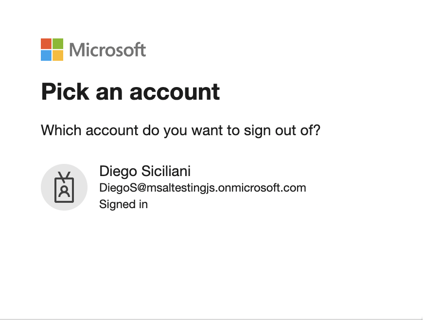 Microsoft Entra-Abmeldebildschirm wird angezeigt