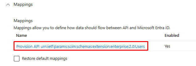 Screenshot des Attributzuordnungs-Bildschirms.