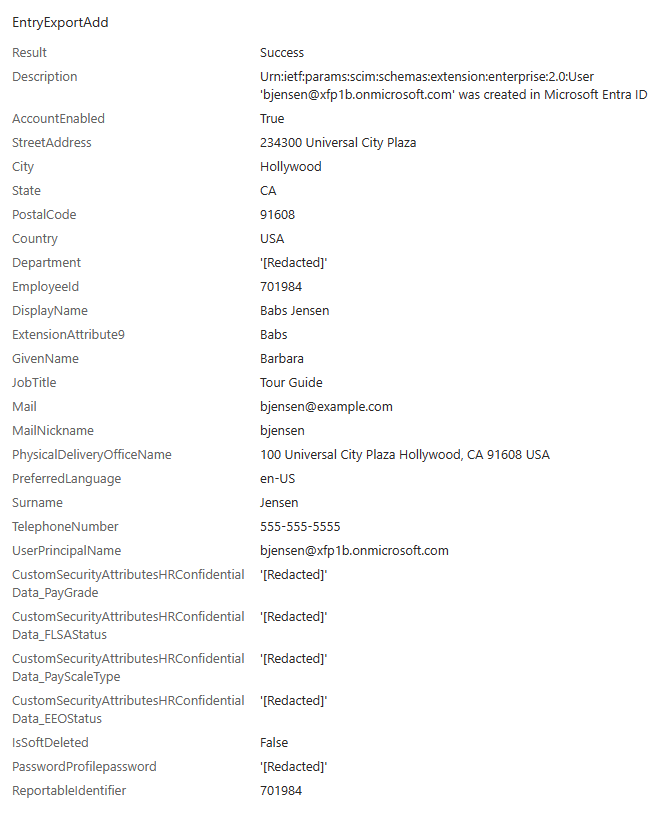 Screenshot des Eintrags für benutzerdefinierte Sicherheitsattribute.