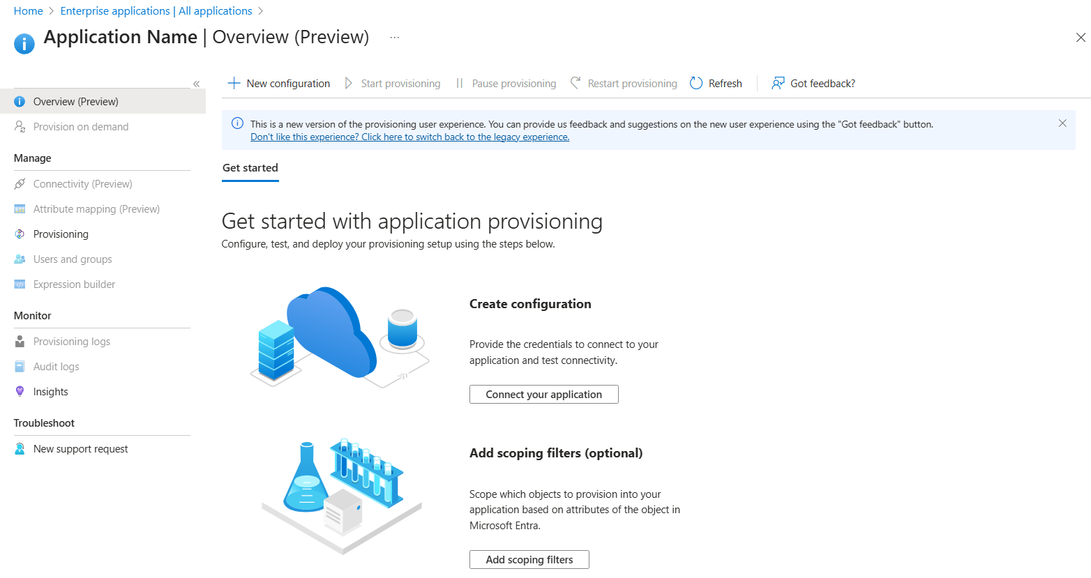 Screenshot der Registerkarte „Bereitstellung“ mit der Option „Automatisch“.