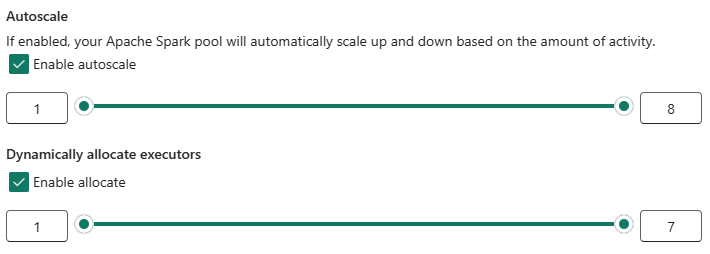 Screenshot mit benutzerdefinierten Poolerstellungsoptionen für die automatische Skalierung und dynamische Zuordnung.
