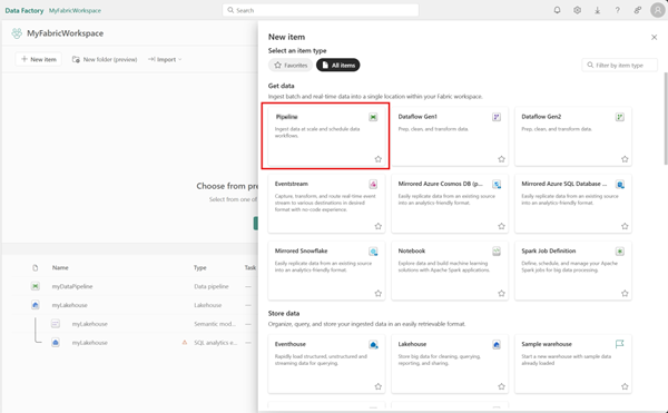 Screenshot der Schaltfläche für eine neue Pipeline.