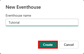 Screenshot der Eventhouse-Schnittstelle mit dem Dialog 