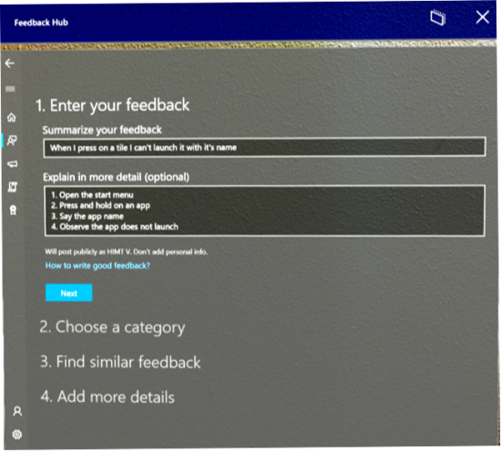 Fügen Sie neues Feedback hinzu.