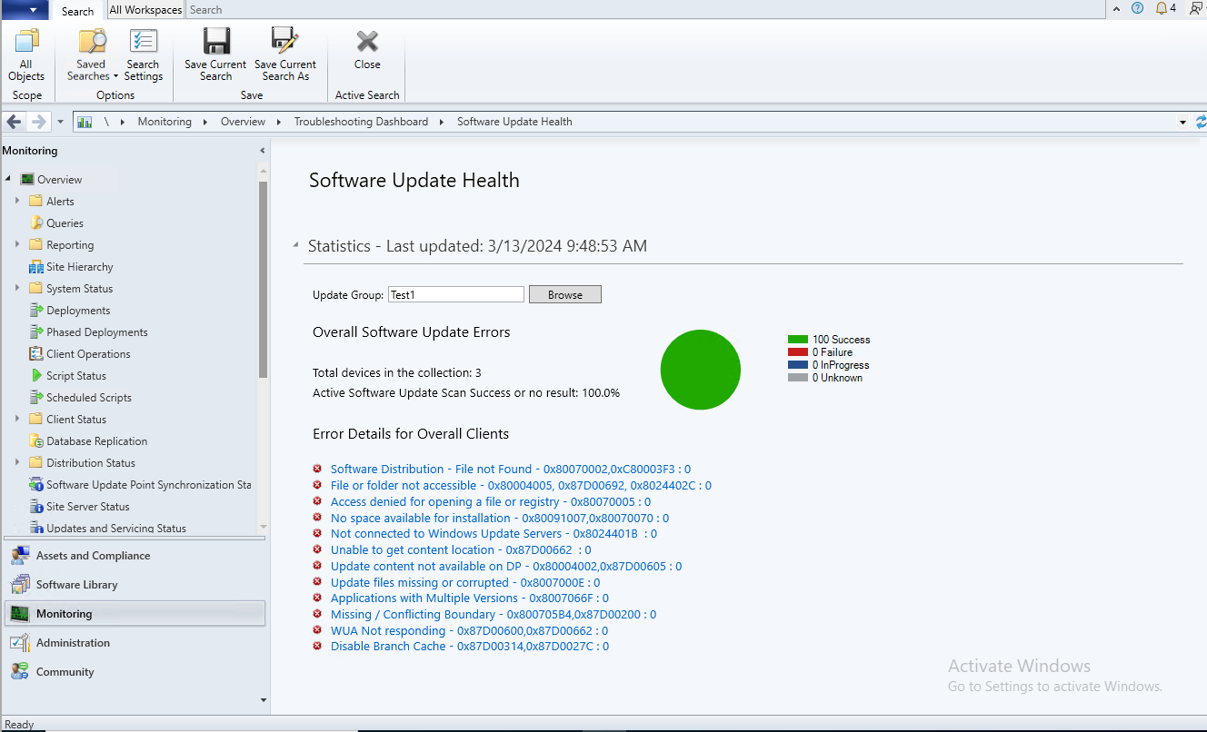 Screenshot der neuen Dashboard zur Problembehandlung in der Konsole.