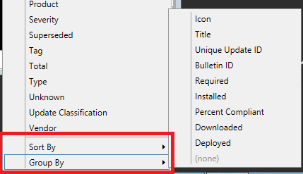 Configuration Manager nach Spalte gruppieren.