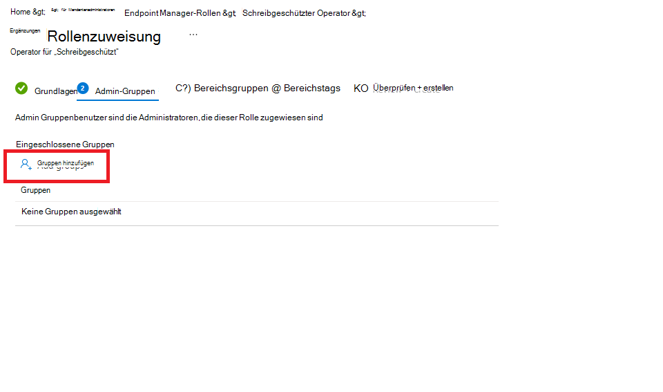 Screenshot: Ausgewählte Mitgliedsgruppen.