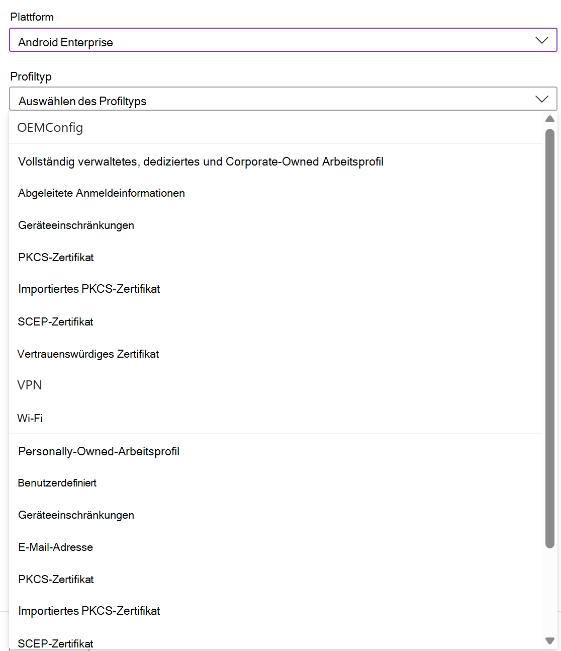 Screenshot, der zeigt, wie Sie eine iOS/iPadOS-Gerätekonfigurationsrichtlinie und ein Profil in Microsoft Intune erstellen.