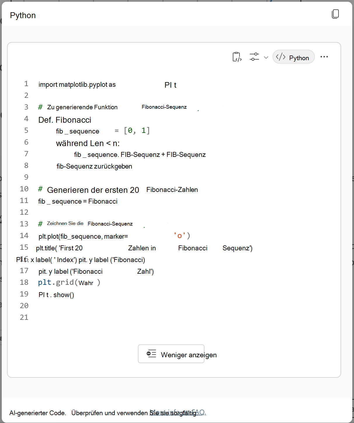 Screenshot des Python-Codes, der zum Generieren des angeforderten Graphen verwendet wird