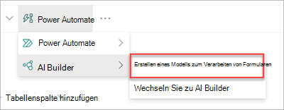 Screenshot des AI Builder-Modells