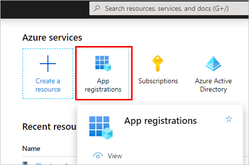 Screenshot mit App-Registrierungen in Azure Services.