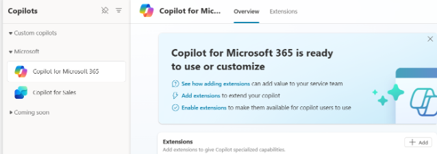 Ansicht Copilot for Microsoft 365