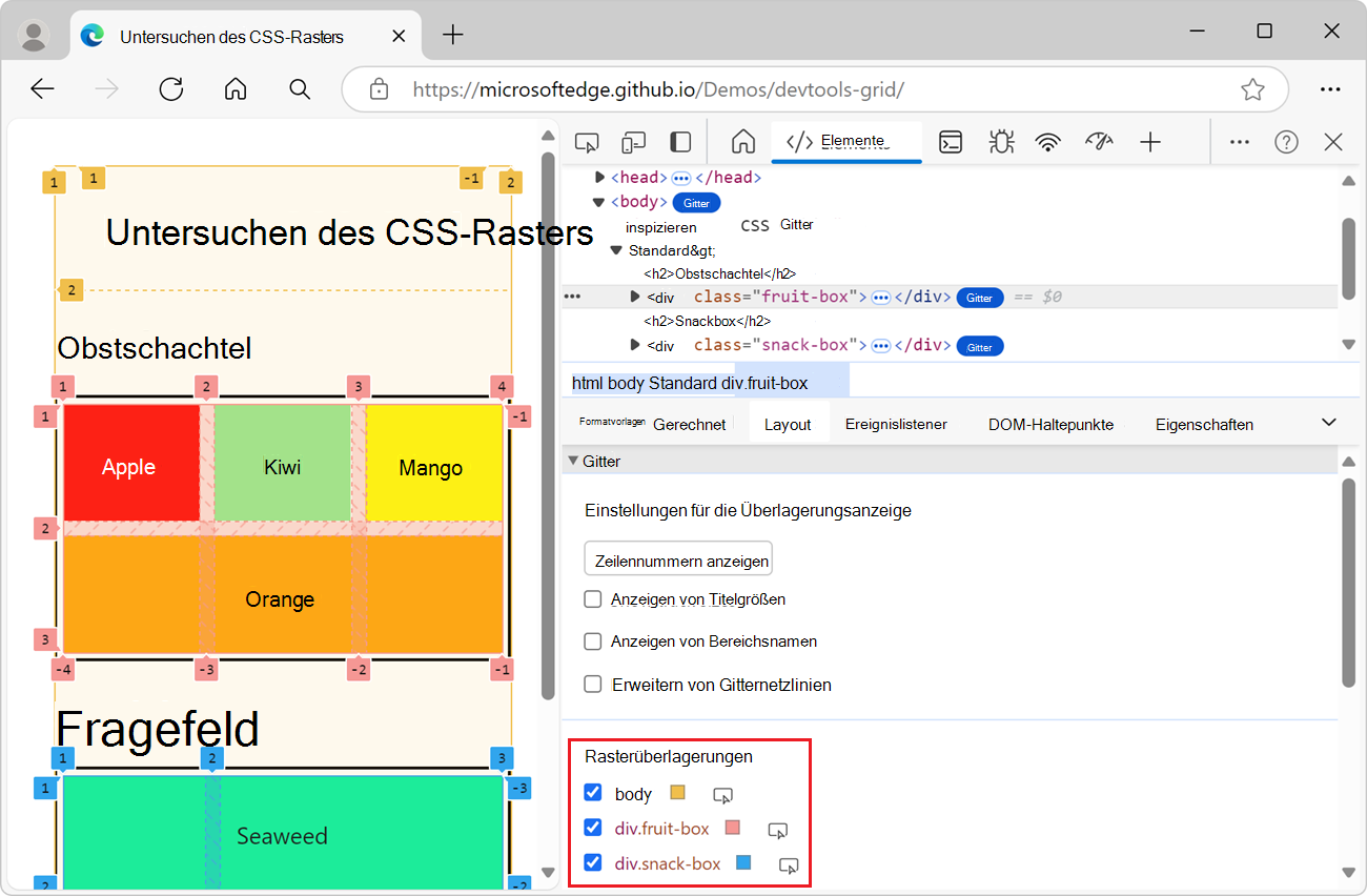 Aktivieren von Überlagerungsansichten mehrerer Raster