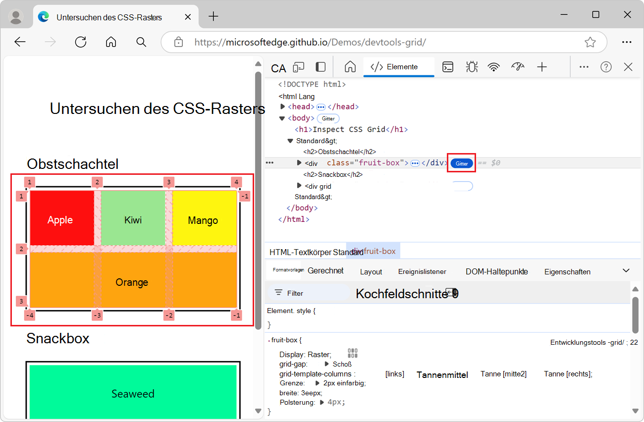 Signal zum Umschalten des Rasters