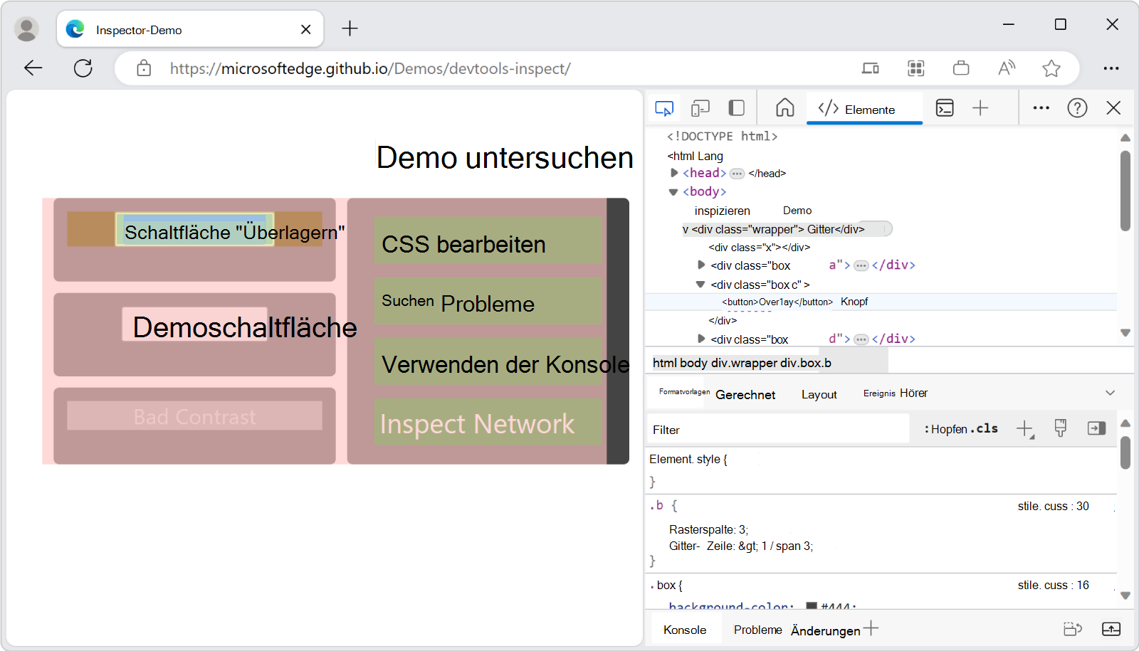 Durch Drücken der UMSCHALTTASTE beim Auswählen von Elementen auf der Seite können Sie Elemente auswählen, die über die CSS-Formateigenschaft 