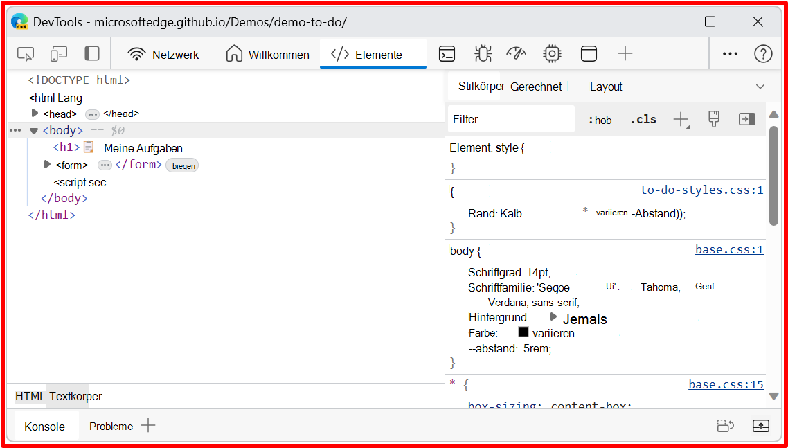DevTools in einem separaten Fenster abgedockt