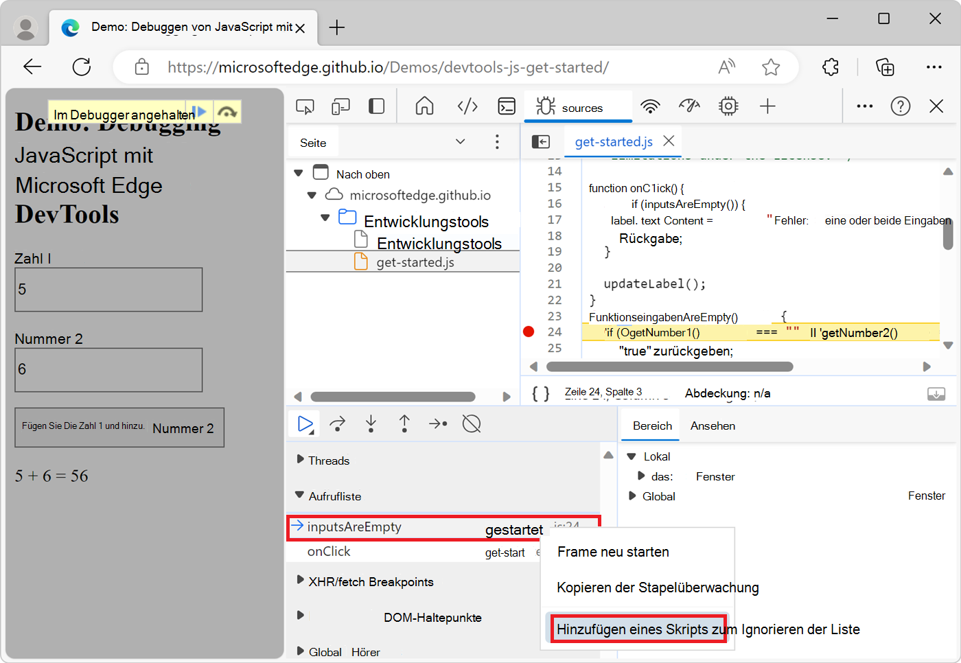 Hinzufügen eines Skripts zur Liste 