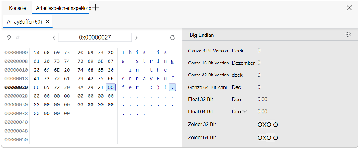 Adressänderung des Speicherinspektors