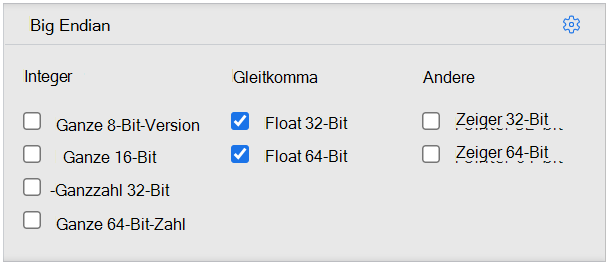 Werttypeinstellungen float