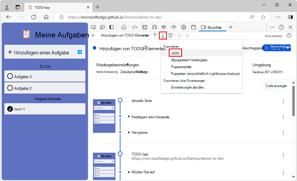 Dropdownmenü der Schaltfläche 