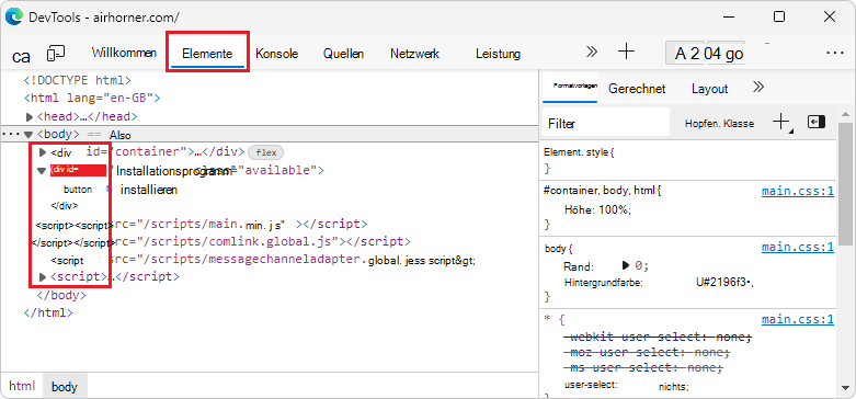 Im Elementtool ist das Symbol 
