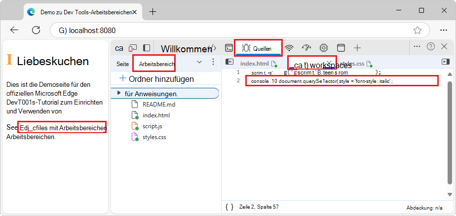 Der Link auf der Seite ist jetzt kursiv.