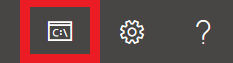 Screenshot: Teams Admin Center-Kopfzeile mit Cloud Shell-Symbol