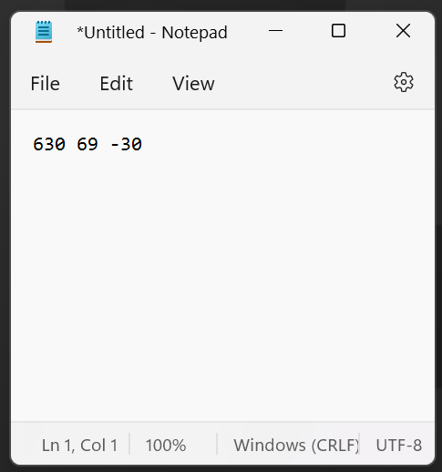 Image of a page in the Notepad app with coordinates pasted into it