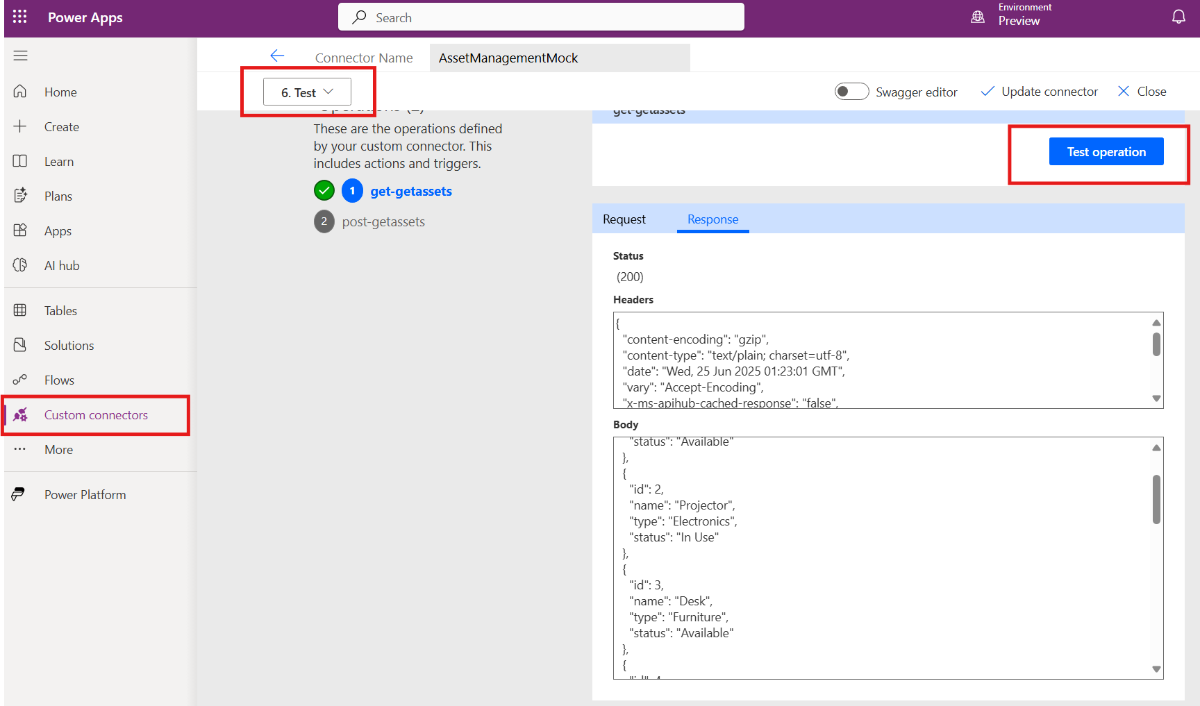 Testen eines benutzerdefinierten Connectors