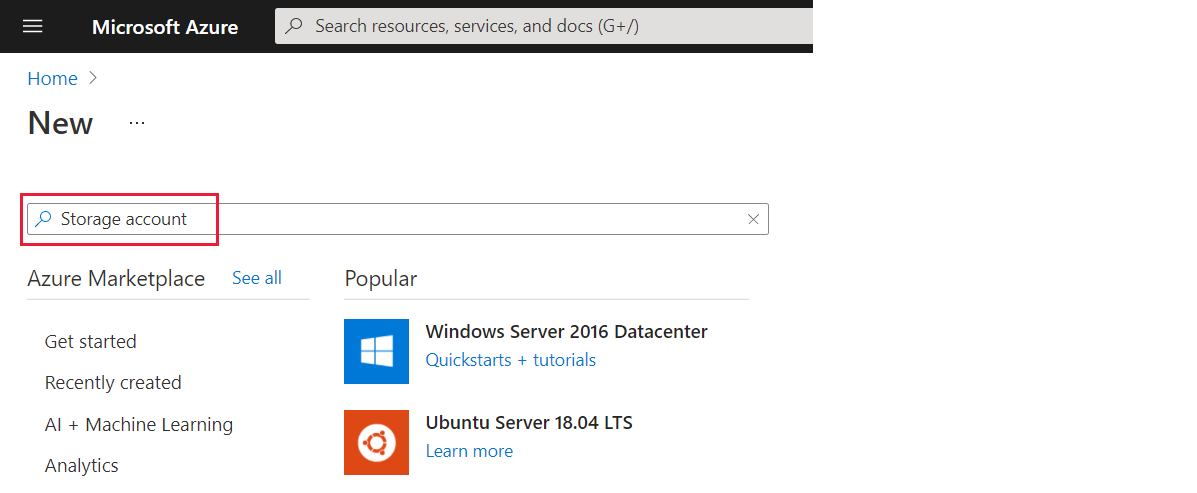 Azure Marketplace-Suche.