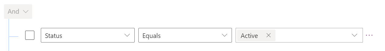 Screenshot eines benutzerdefinierten Filters mit Status gleich 