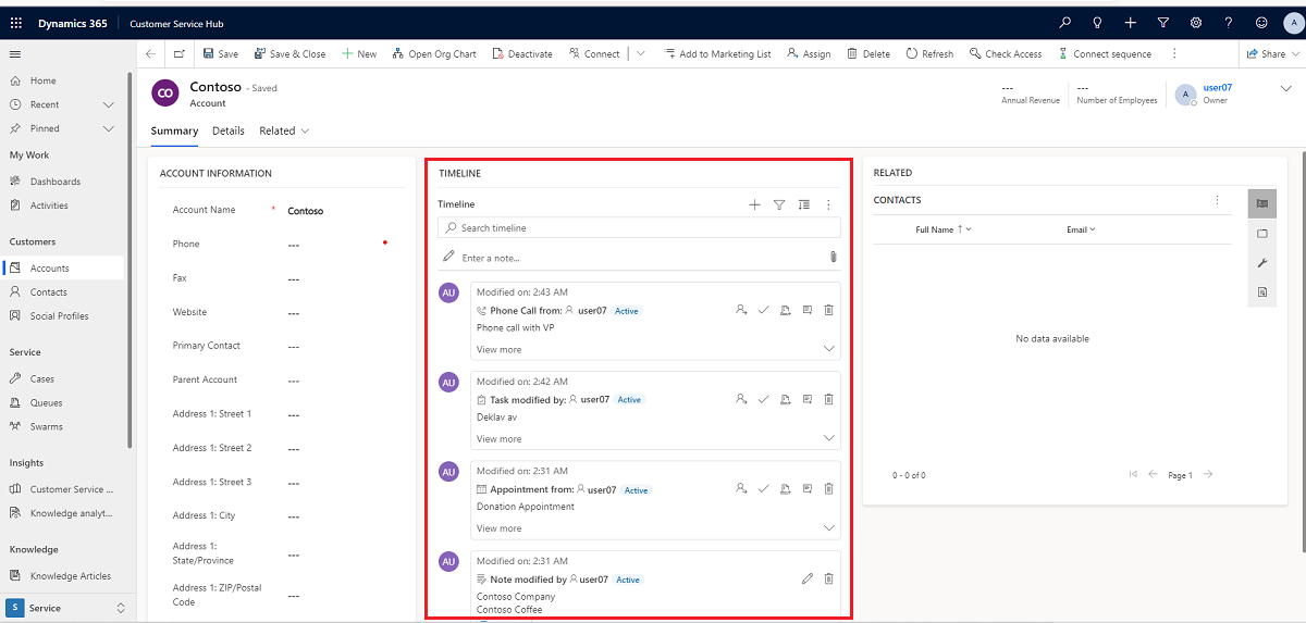 Übersicht über den Timeline-Browser.