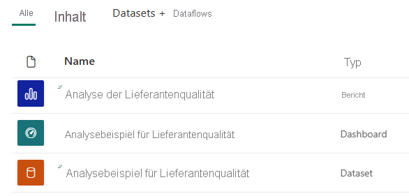 Screenshot der Beispieldaten der Gelegenheitsanalyse im Arbeitsbereich.