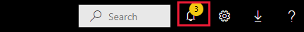 Screenshot der Power BI-Menüleiste mit dem Suchfeld, den Symbolschaltflächen und dem hervorgehobenen Benachrichtigungssymbol.