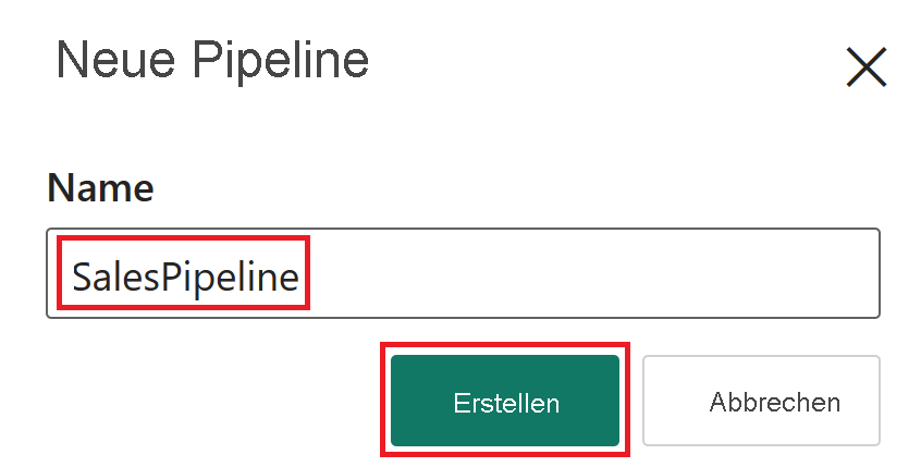 Screenshot der Eingabe des Pipelinenamens.