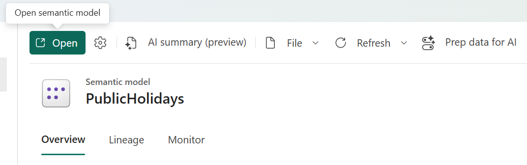 Screenshot des Öffnens des Datenmodells aus der Detailansicht.
