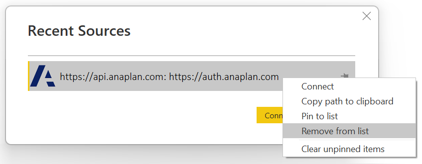 Screenshot des zuletzt verwendeten Quellmenüs mit hervorgehobener Option 