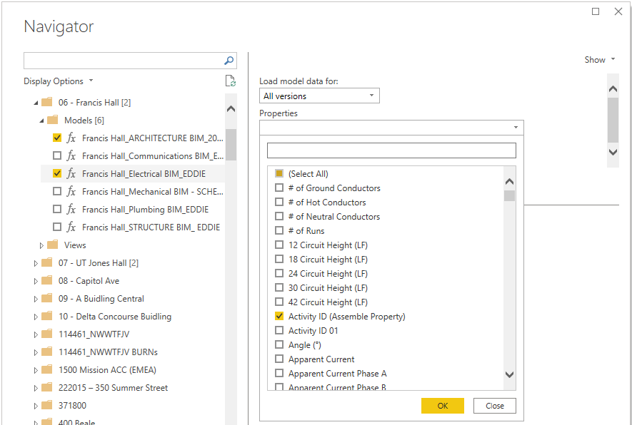 Screenshot, der zeigt, wo Eigenschaften zum Einbeziehen ausgewählt werden.