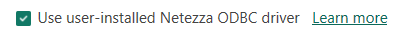 Screenshot der vom Benutzer installierten Netezza ODBC-Treiberoption in dem Power BI Desktop.