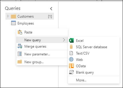 Abfragebereich neue Abfrage.