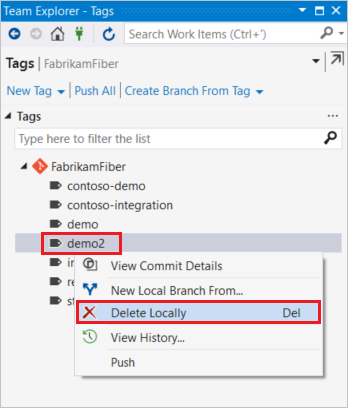 Delete tag using Visual Studio 2017 Update 6.