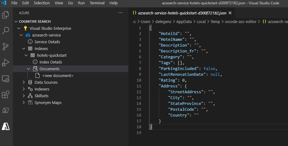 Erstellen eines Dokument-JSON