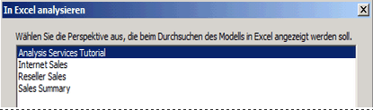 Objekte für die Internet Sales-Perspektive
