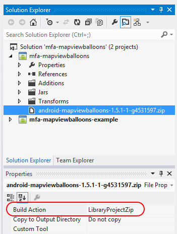 Zip added to Java Binding project